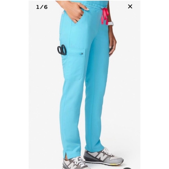 Figs Pants - Figs yola skinny scrub pants neon blue rare limited edition size XS/P